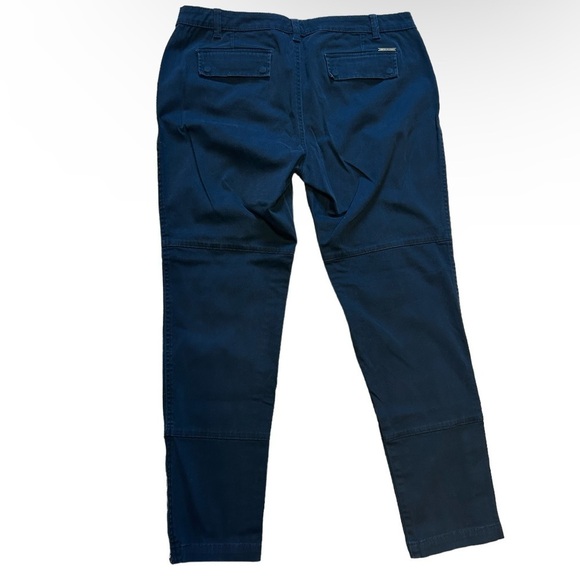 MICHAEL KORS NAVY BLUE STRAIGHT LEG SLACKS WITH GOLD ZIPPER ANKLE ACCENT, SZ 12 - Picture 6 of 9